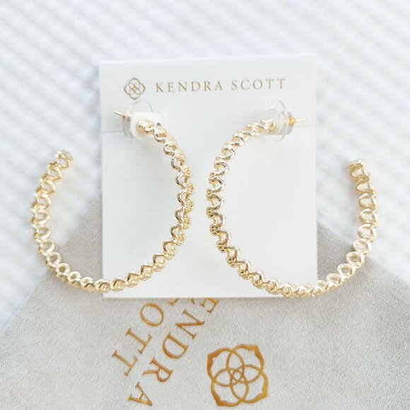 Kendra Scott Gold Fallyn Hoop Earrings NEW - Picture 1 of 3